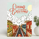 "Après-Ski" - Holiday Cards in Fresh Powder by Lauren Jinhee - Front