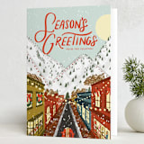 "Après-Ski" - Holiday Cards in Fresh Powder by Lauren Jinhee - Folded Card