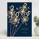 "Sparklers" - Holiday Cards in Navy by Paula Pecevich - Front