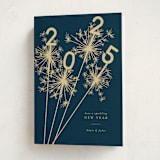 "Sparklers" - Holiday Cards in Navy by Paula Pecevich - Folded Card
