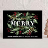 "Snowy Foliage" - Holiday Cards in Holly Berry by Ana Sharpe - Front