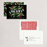 "Snowy Foliage" - Holiday Cards in Holly Berry by Ana Sharpe - Assembled