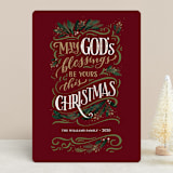 "God's Blessings" - Holiday Cards in Crimson by Laura Bolter - Front