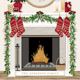 "Christmas Mantel" - Holiday Cards in Ivory by Susan Moyal - Close-Up