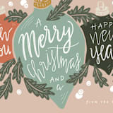 "Ornament Trio" - Holiday Cards in Juniper by Stephanie Biller - Close-Up