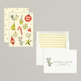"Retro Ornaments" - Holiday Cards in Berry by Vivian Yiwing - Assembled