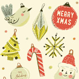 "Retro Ornaments" - Holiday Cards in Berry by Vivian Yiwing - Close-Up