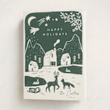 "Winter linocut" - Holiday Cards in Forest by Maja Cunningham - Folded Card