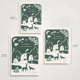 "Winter linocut" - Holiday Cards in Forest by Maja Cunningham - Formats Available