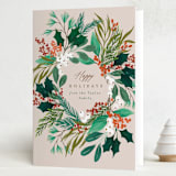 "Foliage Wreath" - Holiday Cards in Buttercream by Alethea and Ruth - Folded Card
