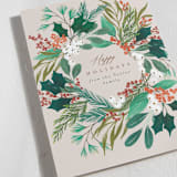 "Foliage Wreath" - Holiday Cards in Buttercream by Alethea and Ruth - Detail