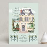 "Little Festive House" - Holiday Cards in Mint by Leia Matt - Front