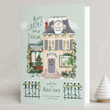 "Little Festive House" - Holiday Cards in Mint by Leia Matt - Folded Card