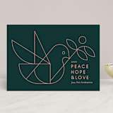 "Geometric Dove" - Holiday Cards in Evergreen by Heather Francisco - Front