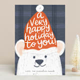 "Polar Bear Greetings" - Holiday Cards in Vintage Blue by Angel Walker - Front