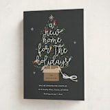 "Twinkling New Home" - Holiday Cards in Charcoal by Corinne Malesic - Folded Card