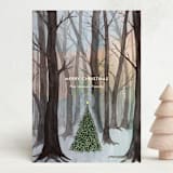 "Silent Night Woods" - Holiday Cards in Sunset by Karina Racz - Front