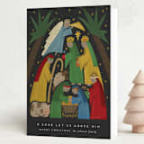 "Adore Him" - Holiday Cards in Charcoal by Joanna Griffin - Folded Card