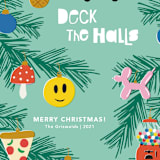 "Bough Wow" - Holiday Cards in Wintermint by Nadia Hassan - Close-Up