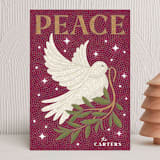 "Mosaic Of Peace" - Holiday Cards in Plum by GeekInk Design - Front