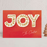 "Joyful Words" - Holiday Cards in Santa Red by GeekInk Design - Front