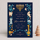 "Symbols of Hanukkah" - Holiday Cards in Midnight by Jamie Alexander - Front