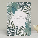 "Painted Poinsettia Sketch" - Holiday Cards in Wintermint by Alethea and Ruth - Front