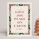 "Floral Border" - Holiday Cards in Holly Berry by Mansi Verma - Front