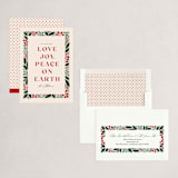 "Floral Border" - Holiday Cards in Holly Berry by Mansi Verma - Assembled