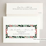 "Floral Border" - Holiday Cards in Holly Berry by Mansi Verma - FREE Recipient Addressing