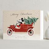 "Disney Mickey Christmas ride" - Holiday Cards in Cranberry by Maja Cunningham - Folded Card