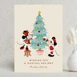 "Disney's Mickey and Minnie Trimming the Tree" - Holiday Cards in Sugar Cookie by Jamie Alexander - Front