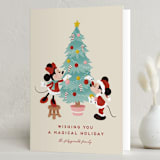 "Disney's Mickey and Minnie Trimming the Tree" - Holiday Cards in Sugar Cookie by Jamie Alexander - Folded Card