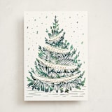 "Woodcut Christmas" - Holiday Cards in Snow by Paula Pecevich - Front