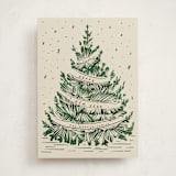 "Woodcut Christmas" - Holiday Cards in Cranberry by Paula Pecevich - Front