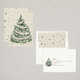 "Woodcut Christmas" - Holiday Cards in Cranberry by Paula Pecevich - Assembled