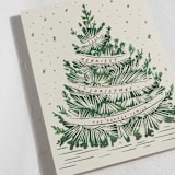 "Woodcut Christmas" - Holiday Cards in Cranberry by Paula Pecevich - Detail