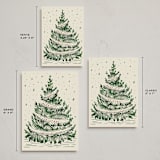 "Woodcut Christmas" - Holiday Cards in Cranberry by Paula Pecevich - Formats Available