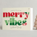 "Merry Vibes" - Holiday Cards in Spearmint by Robert and Stella - Folded Card