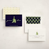 "Simple Tree" - Holiday Cards in Navy by Erin Deegan - Assembled