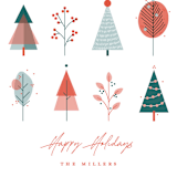 "Little Trees" - Holiday Cards in Berry by Bethan - Close-Up