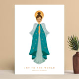 "Joy to the World" - Holiday Cards in Teal by Laura Mitchell - Front