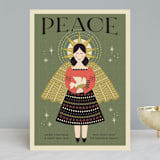 "Peace Angel" - Holiday Cards in Sage by Nam Bourassa - Front