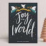 "Joy to the World and to You and Me" - Holiday Cards in Slate by Ana Peake - Front