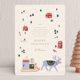 "Reindeer Village" - Holiday Cards in Eggnog by Jenna Holcomb - Front