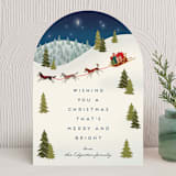 "Dog sled delivery" - Holiday Cards in Midnight by Jamie Alexander - Front