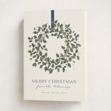 "Classic Wreath" - Holiday Cards in Juniper by Kacey Kendrick Wagner - Folded Card