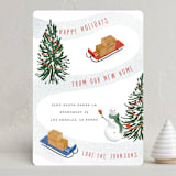 "Moving Sleds" - Holiday Cards in Peppermint by Becky Nimoy - Front