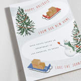 "Moving Sleds" - Holiday Cards in Peppermint by Becky Nimoy - Detail