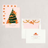 "happy meows" - Holiday Cards in Blush by Jennifer Lew - Assembled